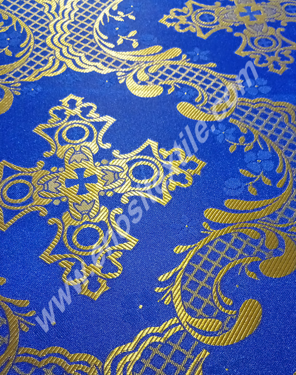 KL-016 Blue-Gold Brocade Fabrics